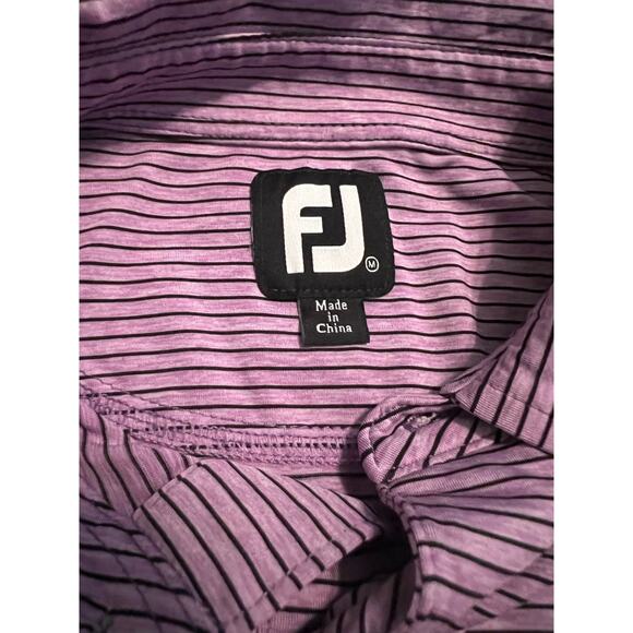 FootJoy Men's Pink Stripe Golf Polo - Size Medium - Picture 4 of 5